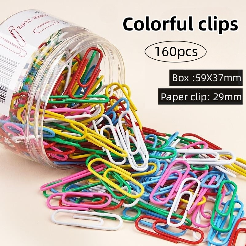 160pcs Paper clip bookmark color binding pin Colorful paper clips