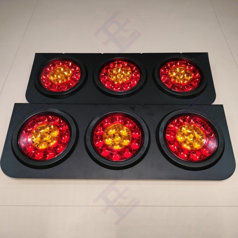 1 Pair (2 Pcs) - 12V/24V 3 Slotted Ultra-Bright LED 4inches Round Truck ...