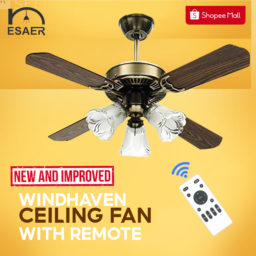 Esaer Windhaven Ceiling Fan Gold Chandelier Fan American Retro Design