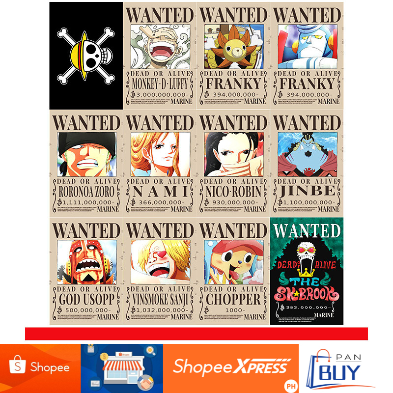 10PCS Anime Luffy Straw Hat Pirates One Piece Wanted Poster Stickers  Vintage Painting Kid Bed Room Wall Decorate Adult Toy Gift - AliExpress