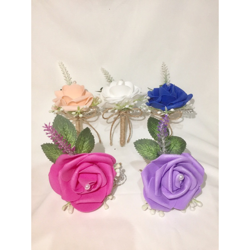 1 Flower Boutonniere Chest Corsage w/ Pin Rustic Rose Ribbon for ...