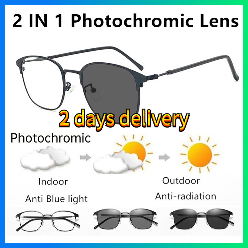 Photochromic Glasses Anti Radiation Metal Anti Blue Light Eyeglass For