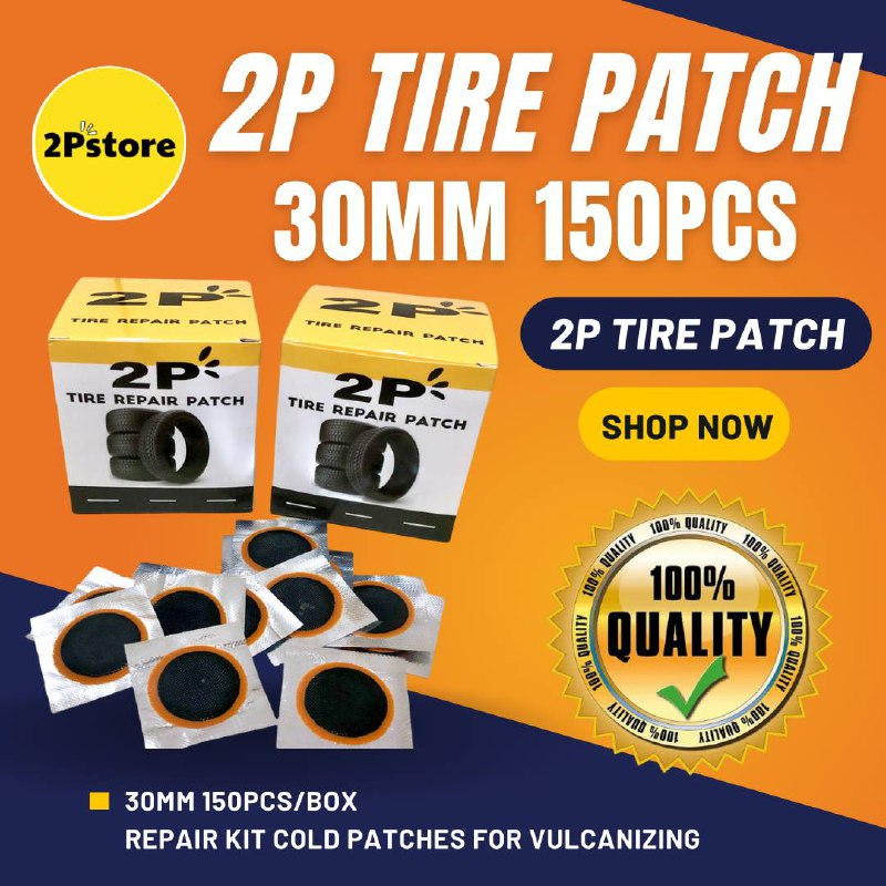 Tire patch 30mm, 2P vulcanizing repair patches kit and tools for tubeless and tube type tires
