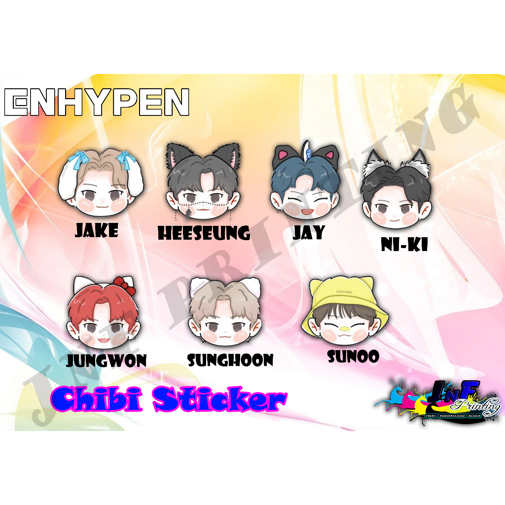 Enhypen Kpop Group Chibi Stickers with FREE Enhypen Logo Sticker ...