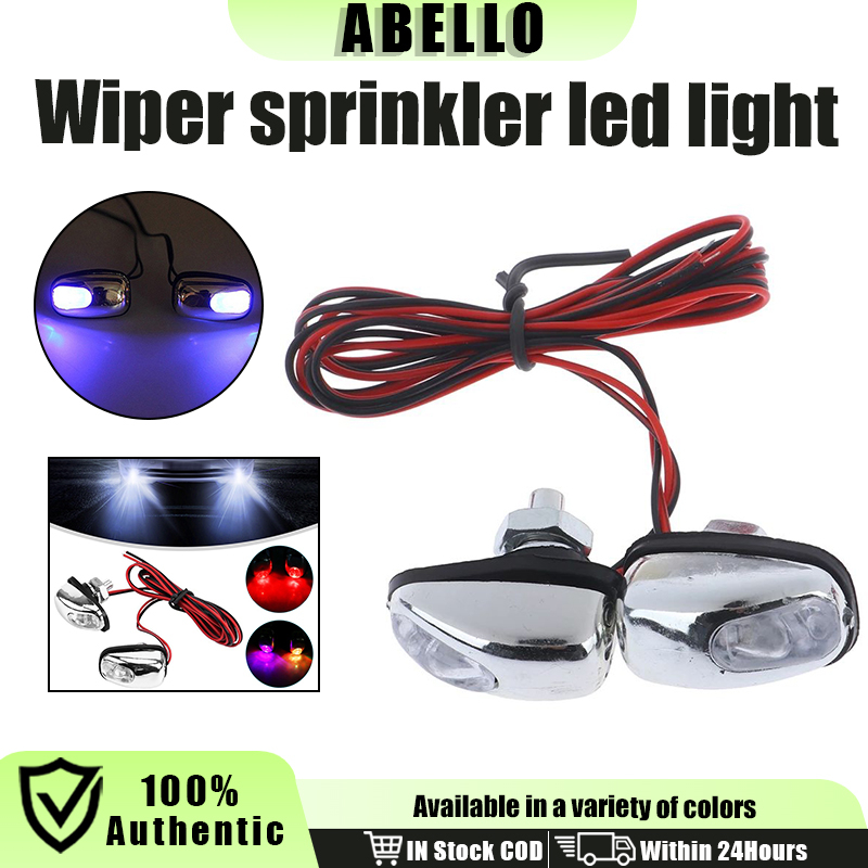 1 Pair Windshield Washer Nozzle LED Light DC12V Universal Waterproof ...