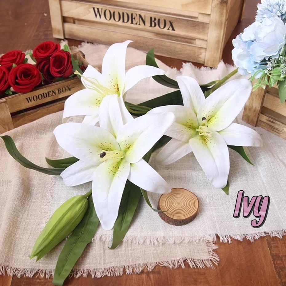 White Tiger Lily Artificial Flowers DIY Decoration Shopee Philippines