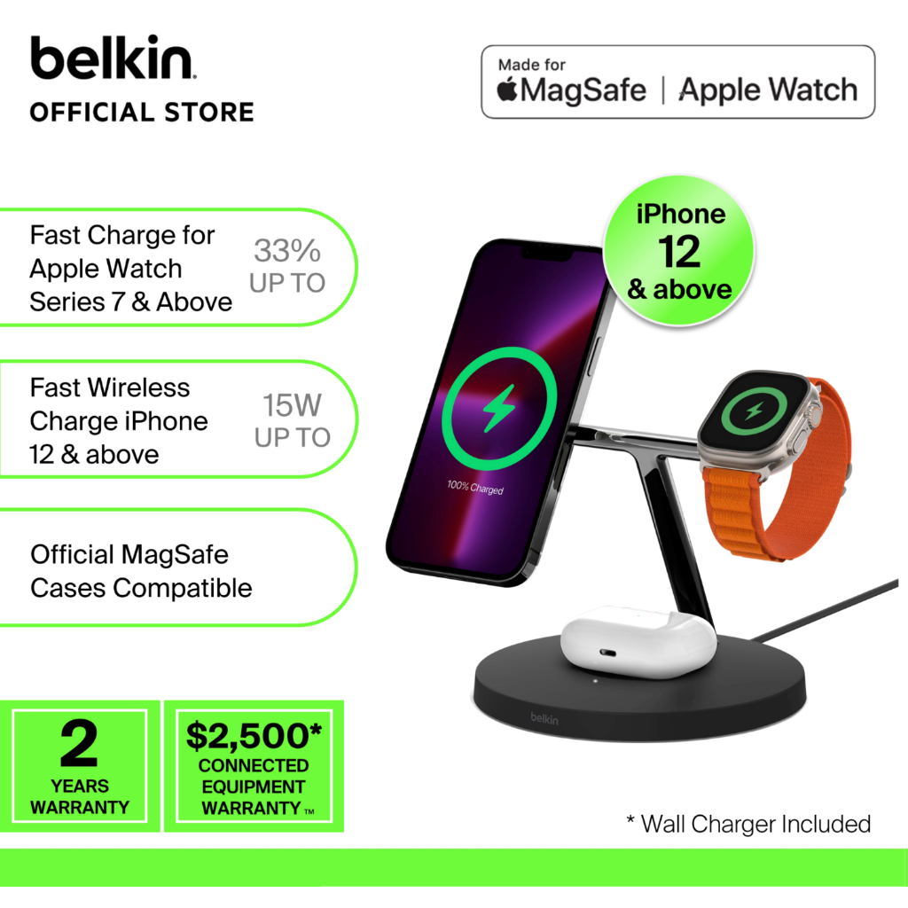 Apple Belkin BOOST↑CHARGE™ PRO 3-in-1 Wireless Charging Pad with