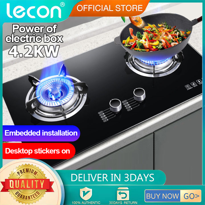 Lecon Gas Stove Home Builtin Dualpurpose 2 burner Gas Stove Thickened