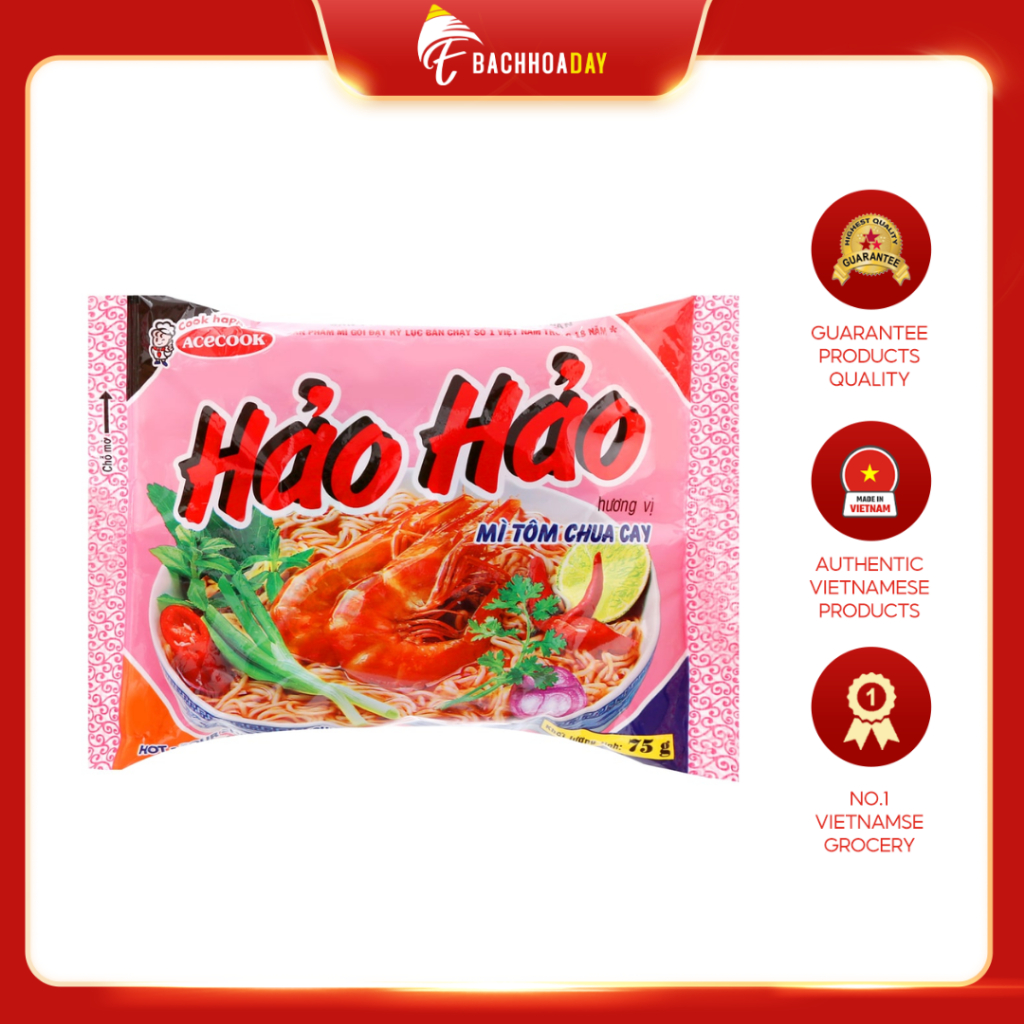 Hảo Hảo Tôm Chua Cay Gói 75g Hao Hao Shrimp Noodles 75gr Vietnam