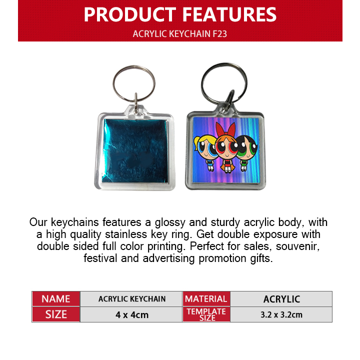 QUAFF Acrylic Keychain F23 Square Photo Insert Keychain (100 sets per ...
