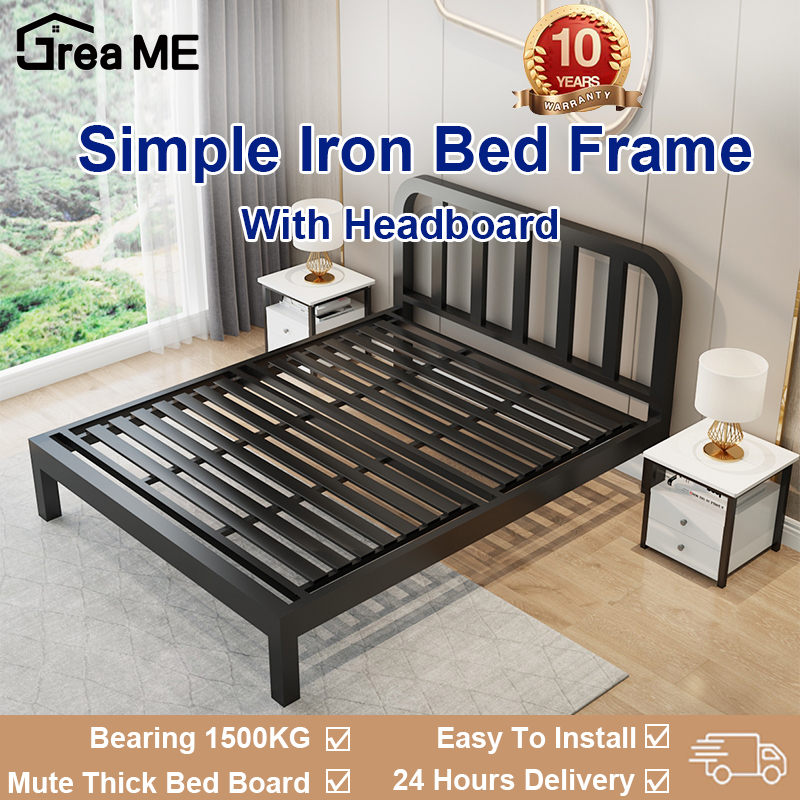 Dreame Modern Simple Iron Bed Frame Single Double Queen King Thick Mute Iron Bed Easy 0033