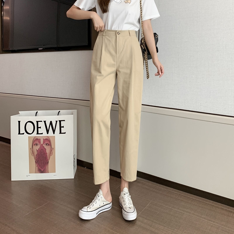 Kinwoo 25-31waist women's trousers high waist Capris casual pants ...