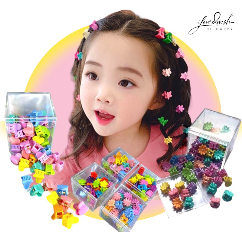 Ilovedivi 60pcs/box Clear Case Baby Mini Colorful Rainbow Candy Hair ...