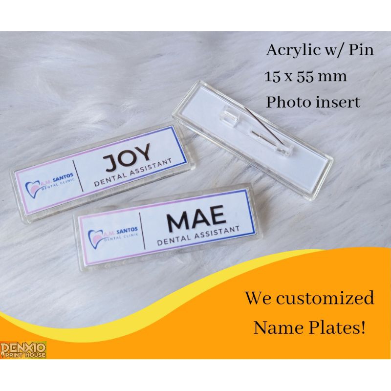 Acrylic Name Plate Pin | Name Plate Badge | Customized/Personalized ...