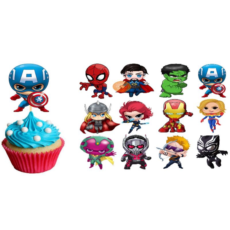 Avengers Chibi cupcake topper (12pcs per pack) | Shopee Philippines