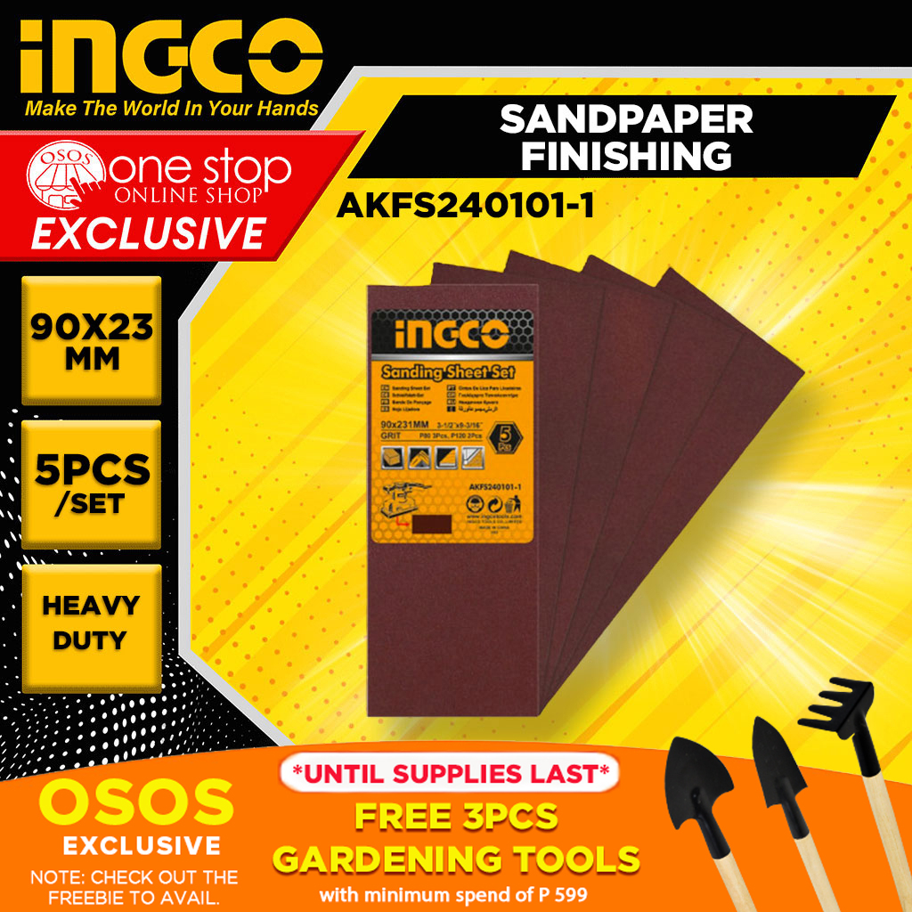 INGCO Original Sandpaper 5pcs Finishing Sanding Sheet 90 x 231mm
