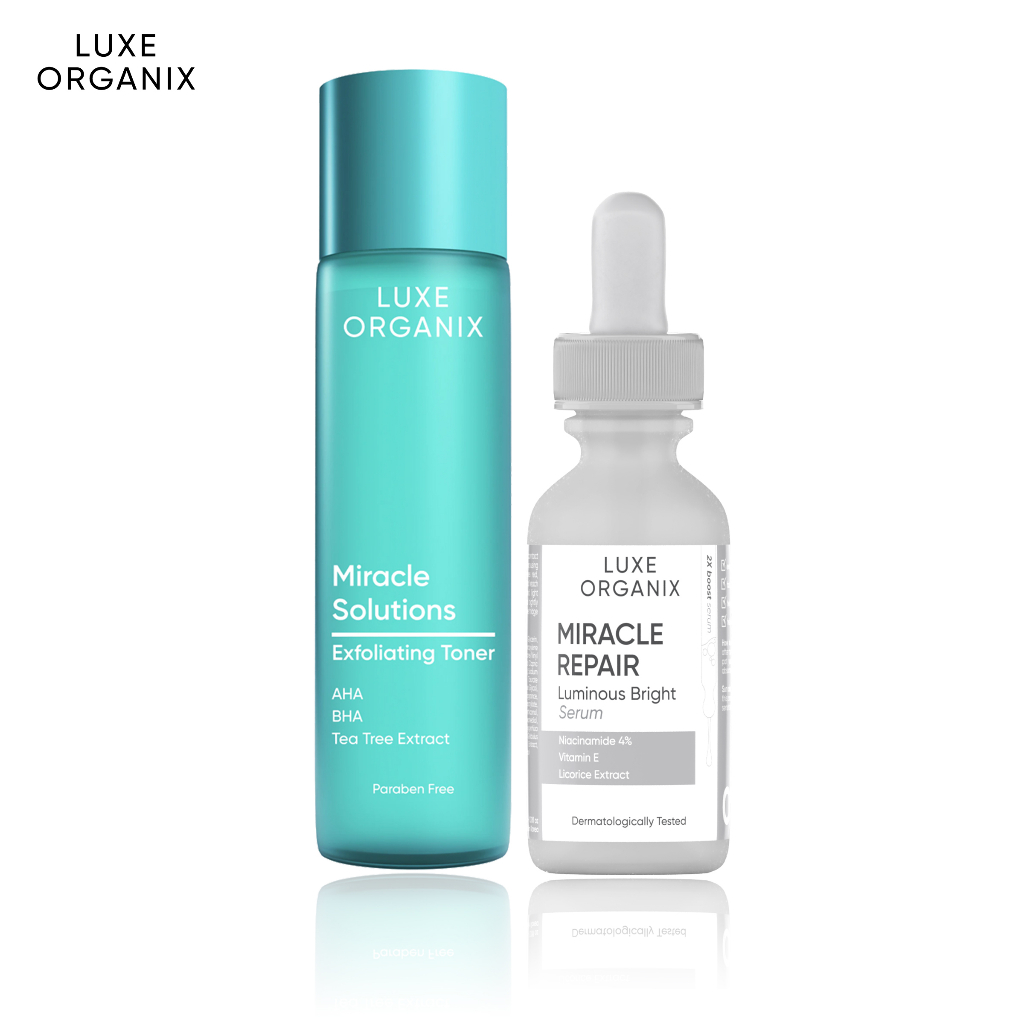Luxe Organix Miracle Solutions Aha/Bha Pore Toner 150mL & Niacinamide 4 ...