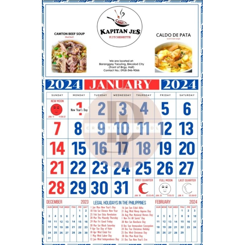 Calendar 2024 with moon phase Shopee Philippines