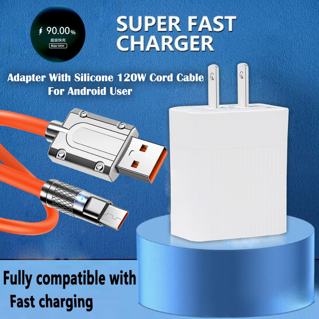2in1 120W 1M USB to Micro V8 Fast Charging Cable Durable Silicone Wire