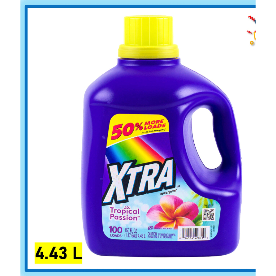 XTRA Tropical Passion Liquid Laundry Detergent 4.43 L (1.17 Gal ...