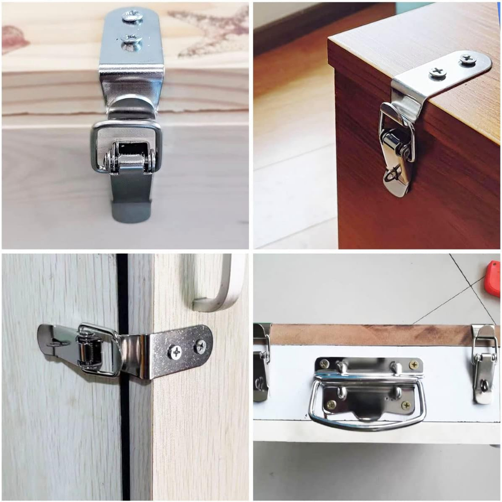 4PCS 90 Degrees Duck-Mouth Buckle Lock Loaded Draw Toggle Latch Silver ...