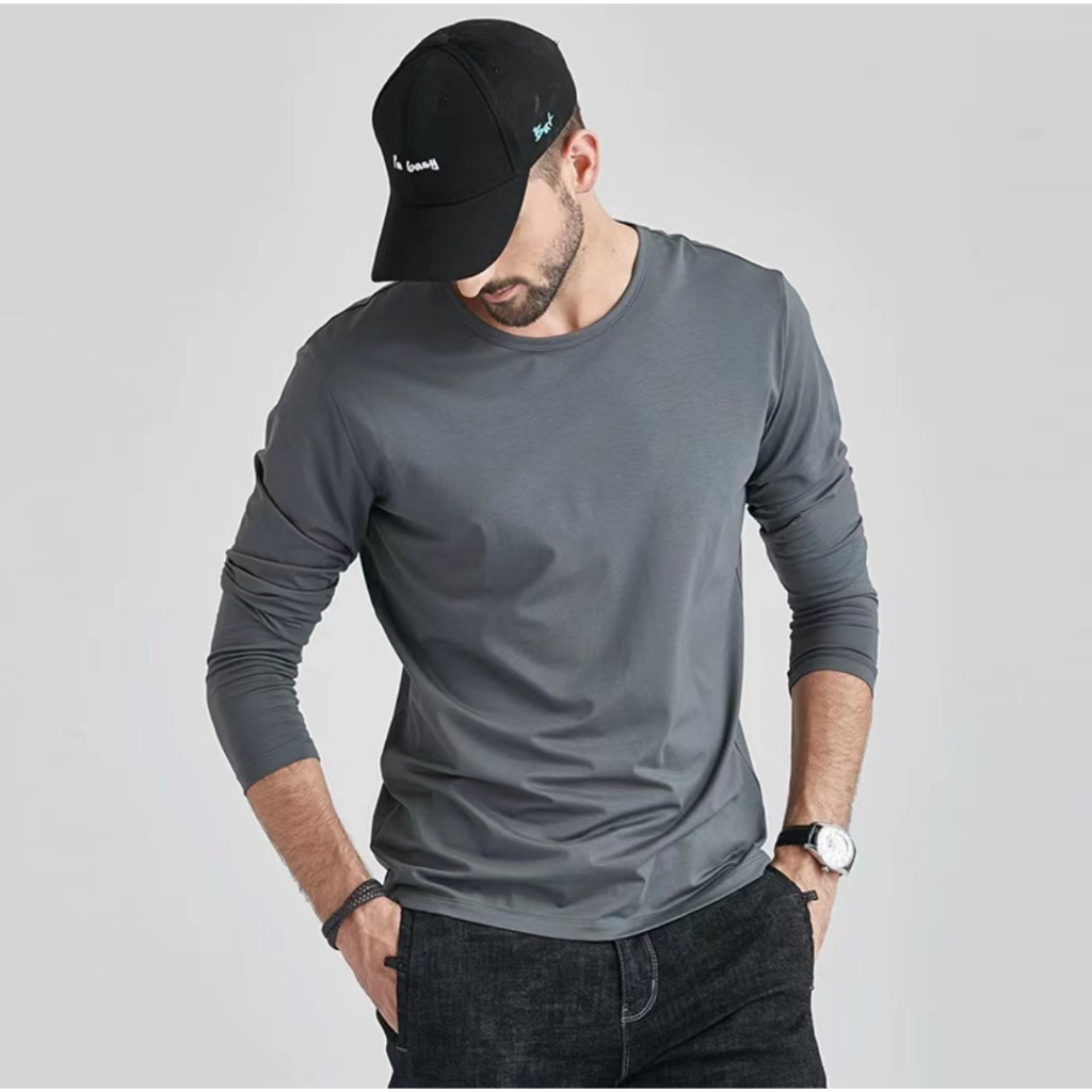 Active Long Sleeved T Shirt Dri Fit Unisex Regular Size Dark Gray Color