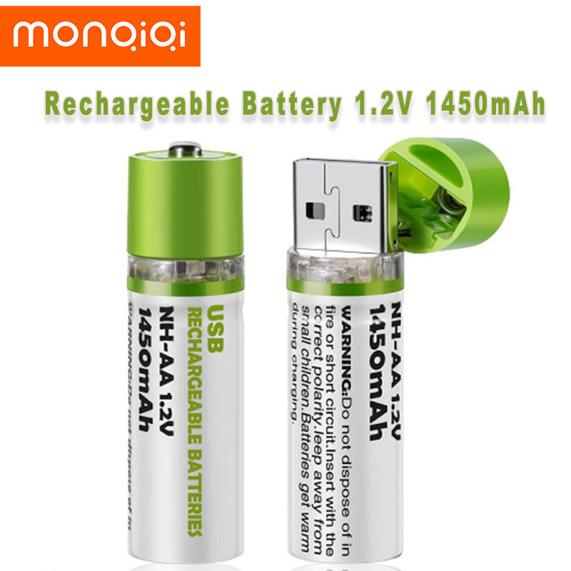 Double AA 1450MAH USB Rechargeable Battery 1.2V ECO Friendly Saver ...