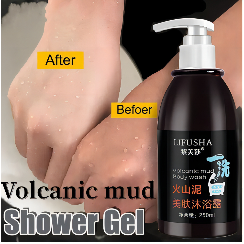 250ML Volcanic Mud Body Wash Whitening Shower Gel Exfoliate Whitening