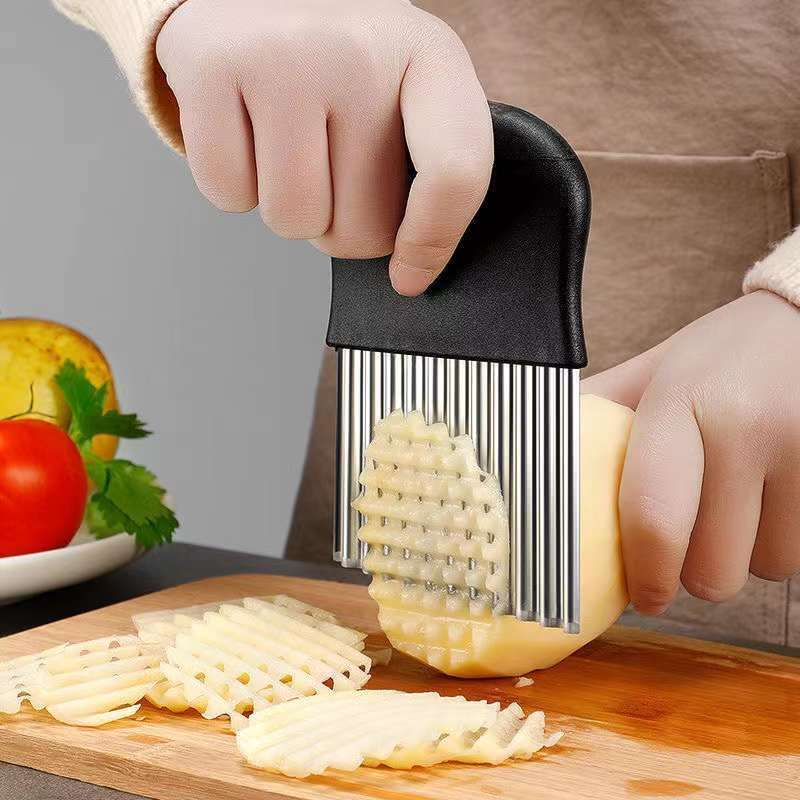 Stainless Steel Crinkle Wavy Chopper Potato French Fry Cutter Slicer Salad Maker Vegetable Carrot Cutter Corrugated