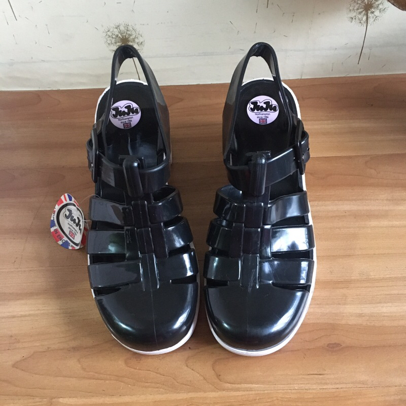 Rare black and white juju jelly healed sandals size5 Shopee Philippines