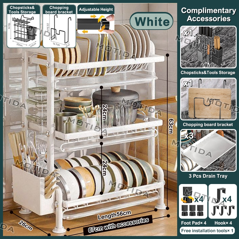 [Free gift]Dish Drainer Plate Organizer Stainless Steel Kitchen Shelf
