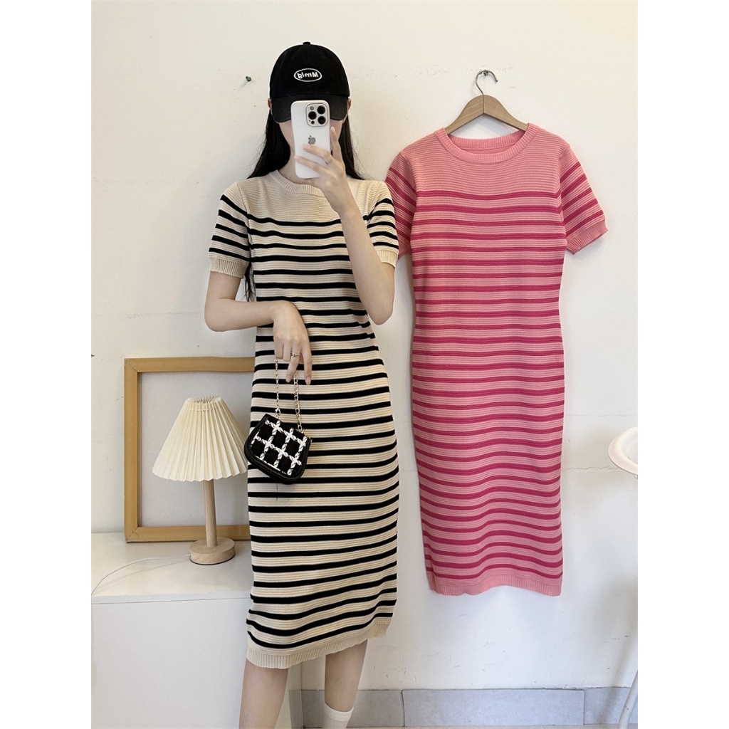 Miss M Stripe Midi Knitted Dress M1079 | Shopee Philippines