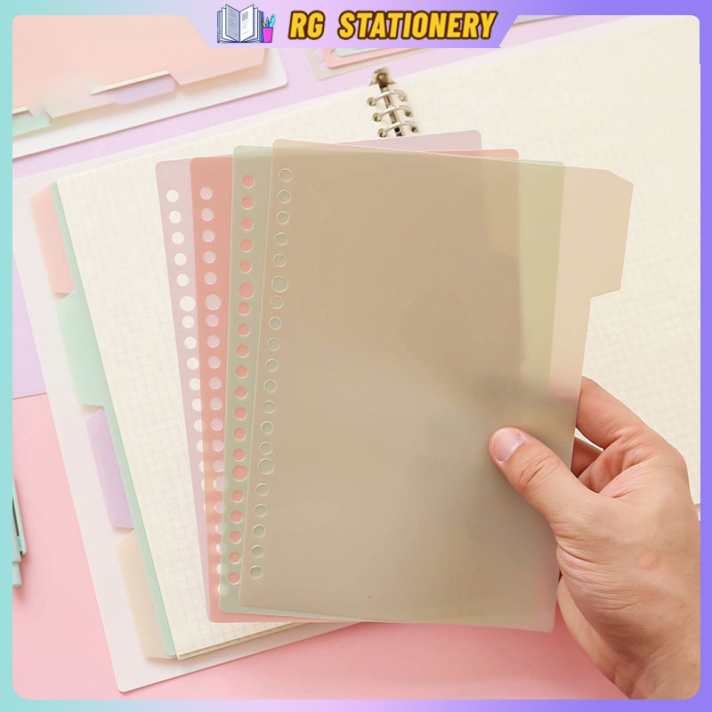 A5/B5/A4 PP Index Page Separator Colors Loose Leaf Binder 4 Sheets