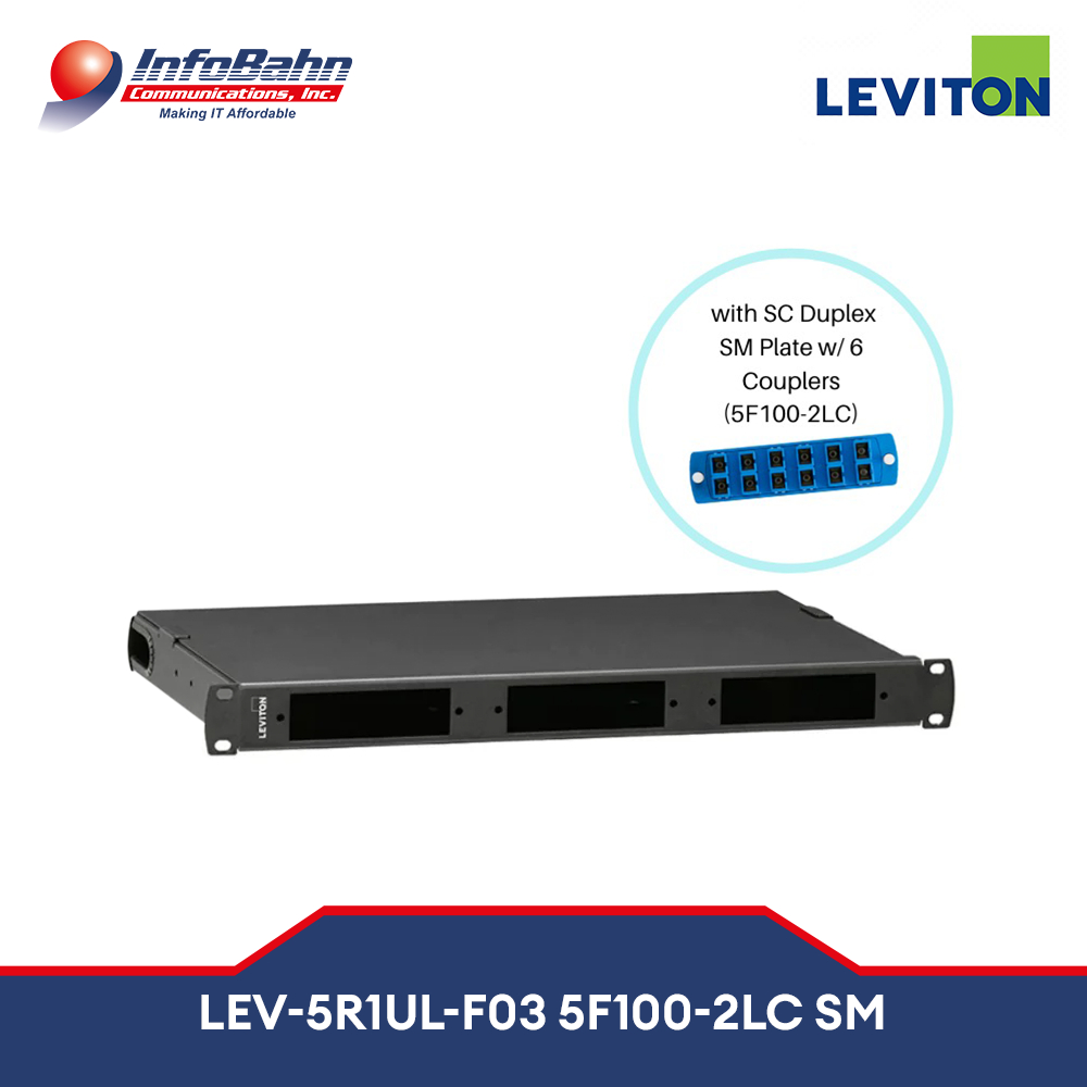 Leviton Fiber Optic Panel With Sc Duplex Sm Plate With 6 Couplers Blue 5r1ul F03 5f100 2lc Sm 8659