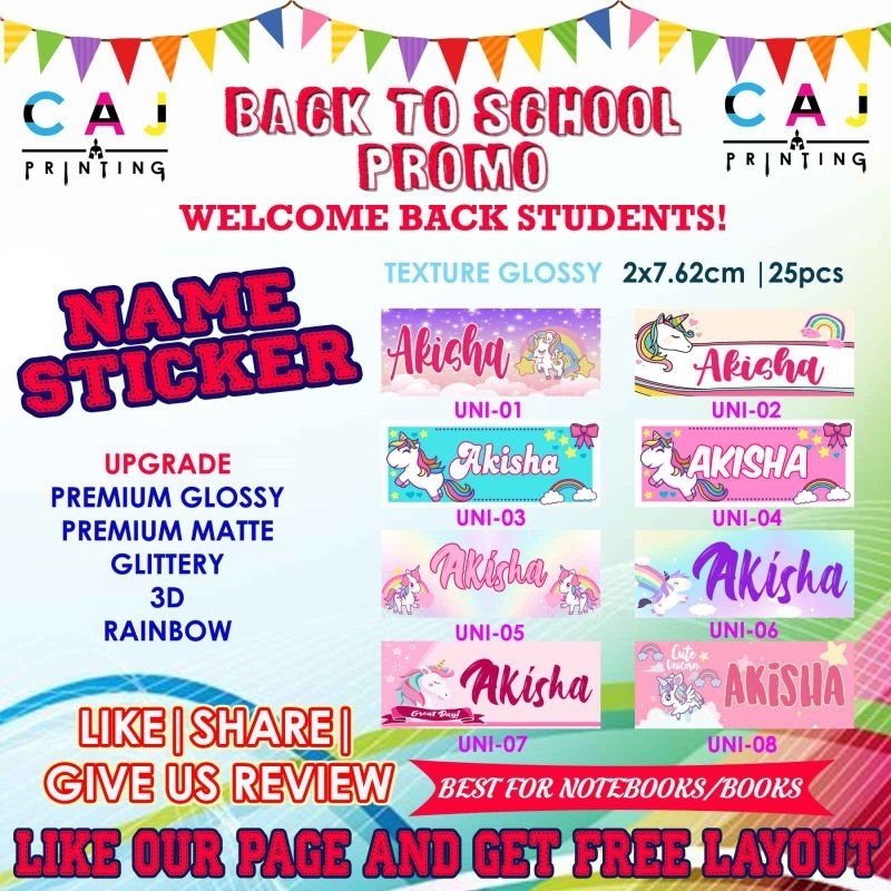 Sticker Name Label Subject Sticker label | Shopee Philippines