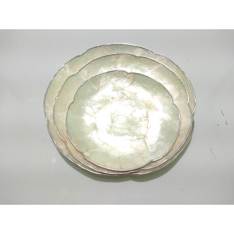 Circle Tray Capiz Plates Set of 3, Capiz Tray Set, Philippine Made
