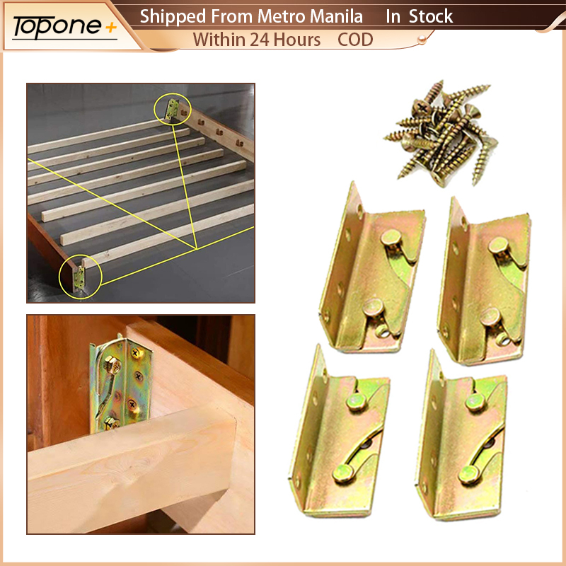 4 Set Bed Brackets Iron Thickened Bed Rail Brackets Bed Frame Fixing