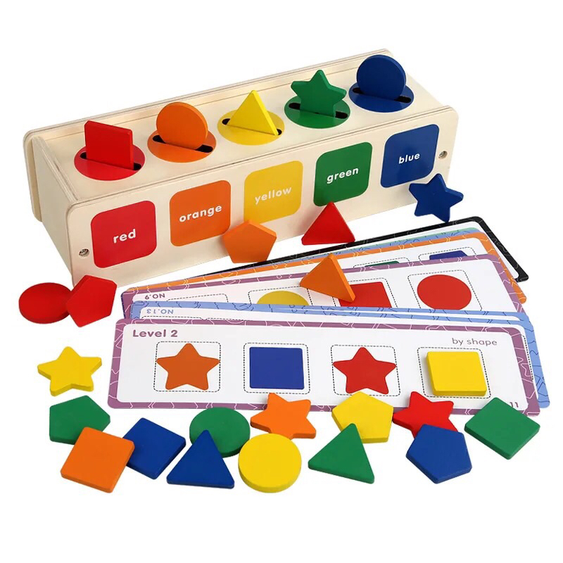 Wooden Montessori classification colors and shapes sorter toy | Shopee ...