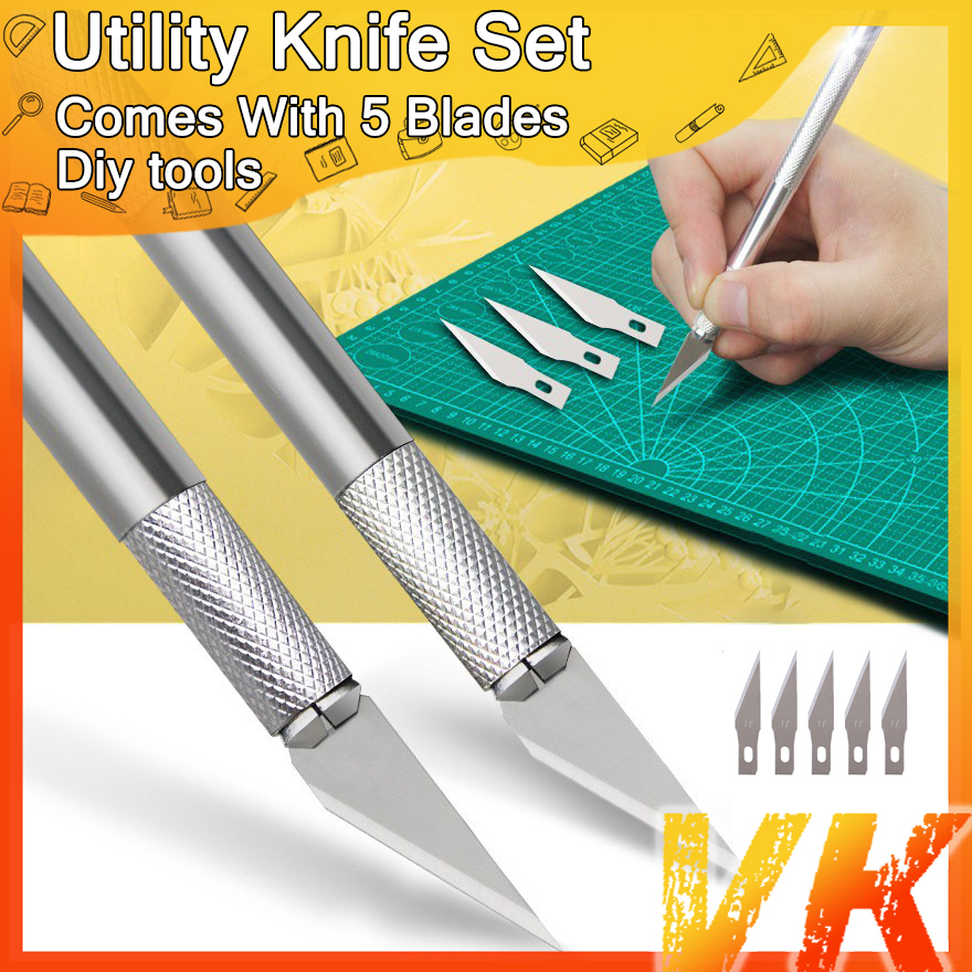 VK Utility Knife Metal Handle Scalpel Blade Wood Paper Cutter Craft Pen