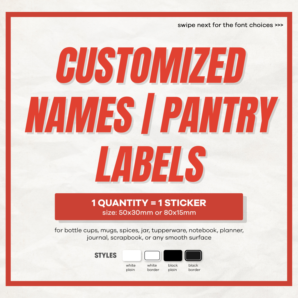 **CUSTOMIZED LABEL** Names Pantry Spices Jar Bottle Cups Ntbk ...