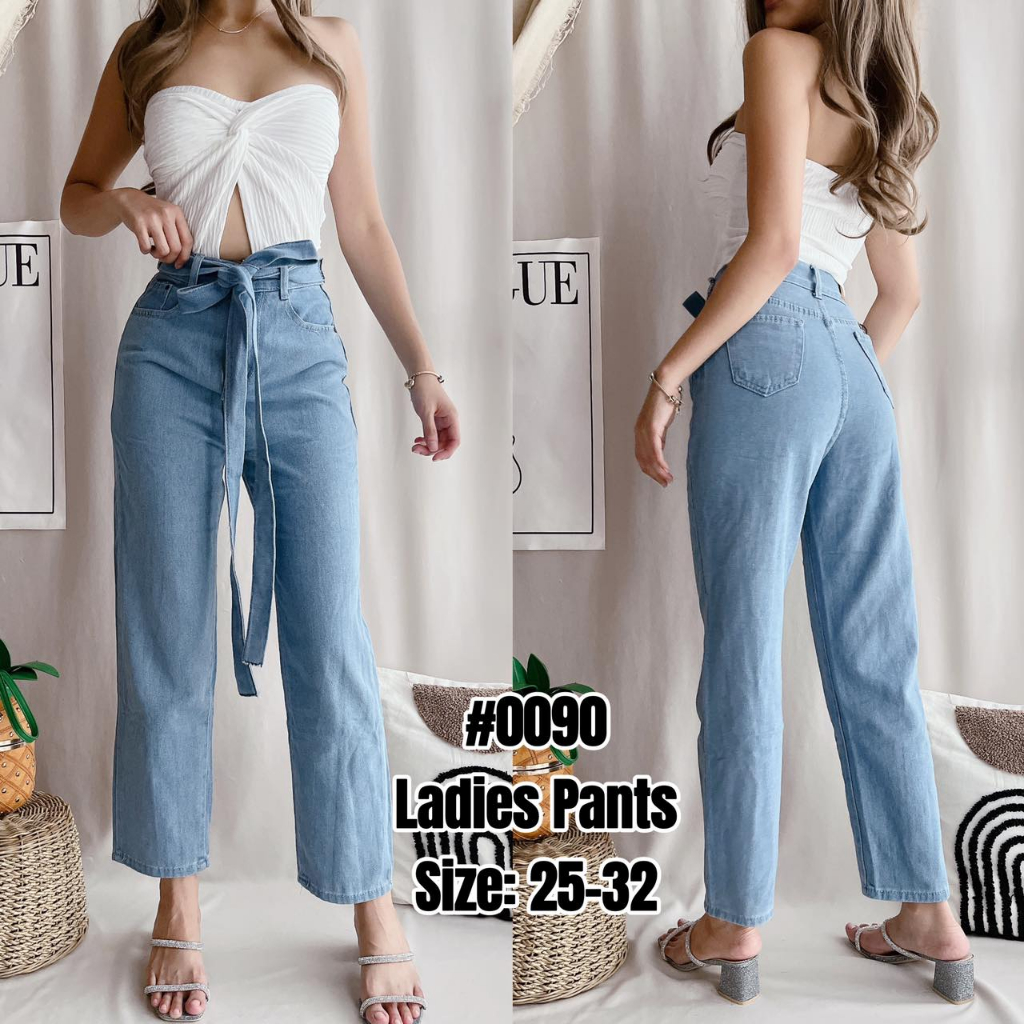 EMILY Casual Korean High Waist Fashion Maong Ladies Comfortable Pants ...
