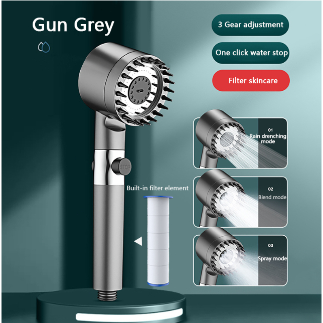 MANUYAMA Pressurized shower head nozzle comes with filter High pressure ...