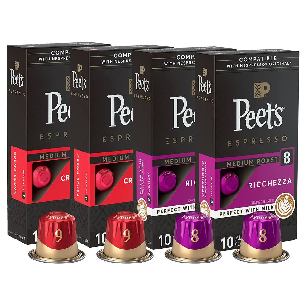 Peet's Coffee Medium Roast Variety Pack, Box of 40 Nespresso Capsules