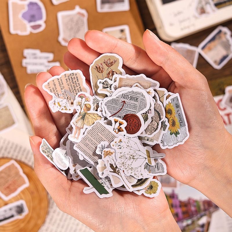 60 pcs sticker pack creative children's handbook stickers cute retro ...