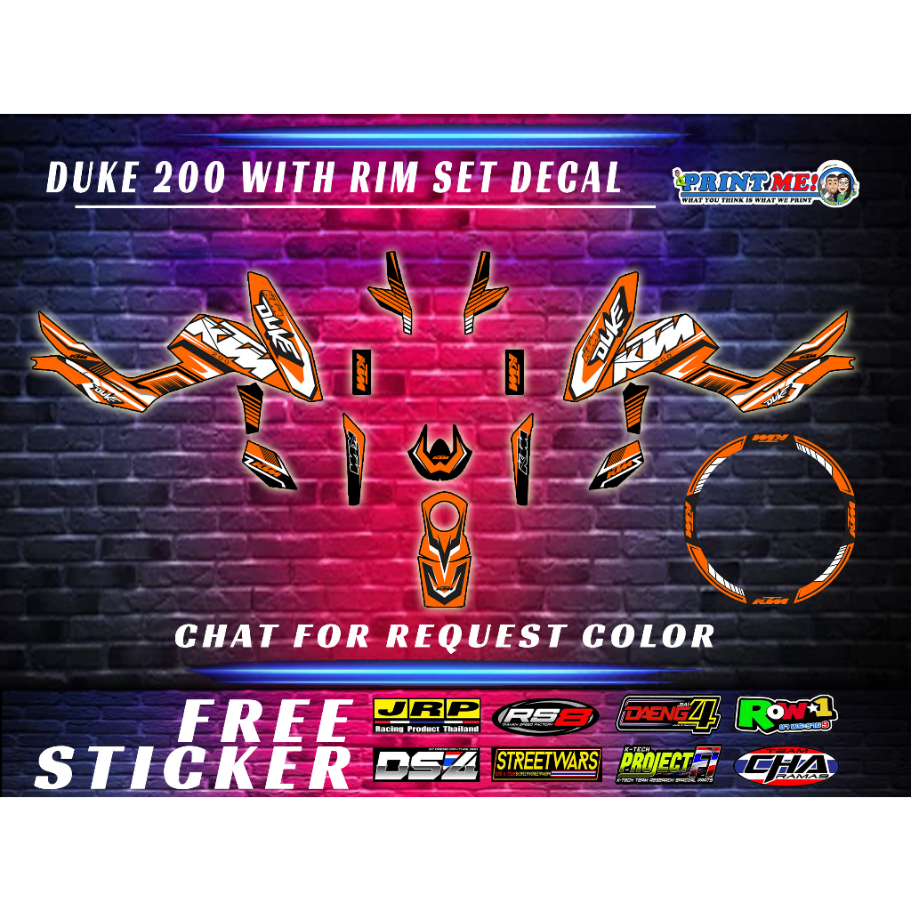 KTM DUKE 200 DECAL STICKER BIG BIKE STICKER DESIGN Shopee Philippines