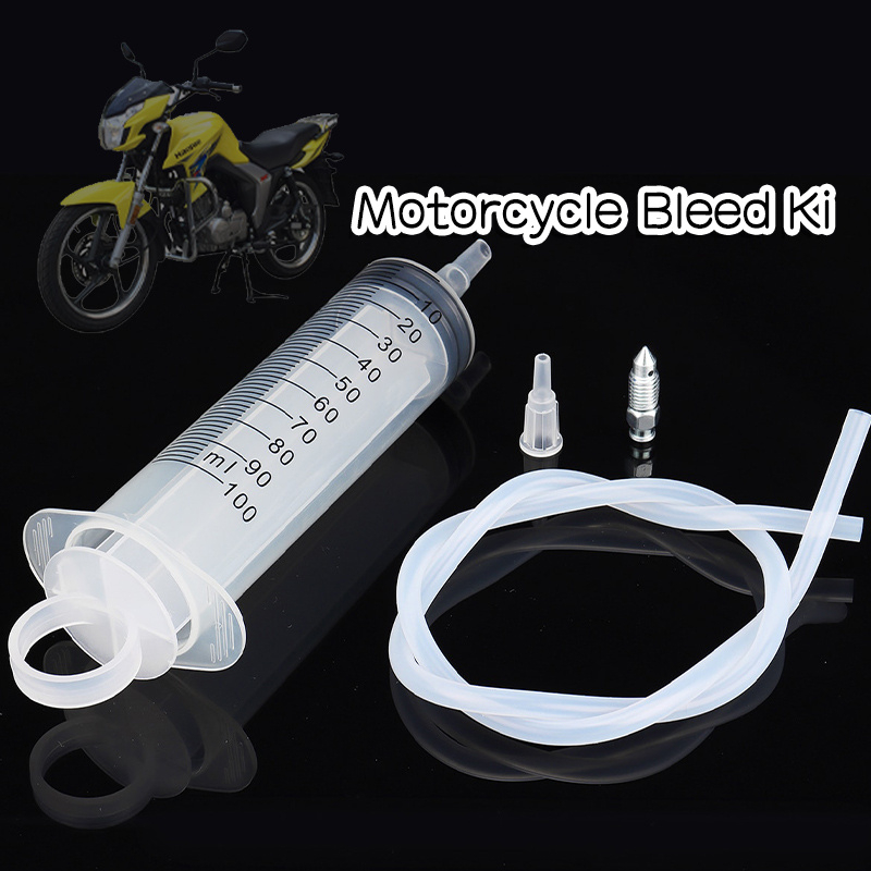 100ml Motorcycle Bleed Kit Brake Caliper Gas Bleeder Syringe Tool For
