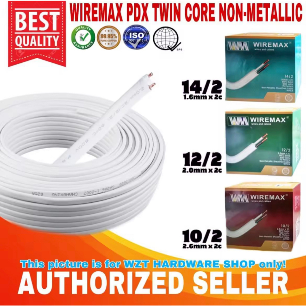 ORIGINAL WIREMAX 75M / 1ROLL PDX (NM) TWIN CORE NON-METALLIC WIRE 14/2 ...