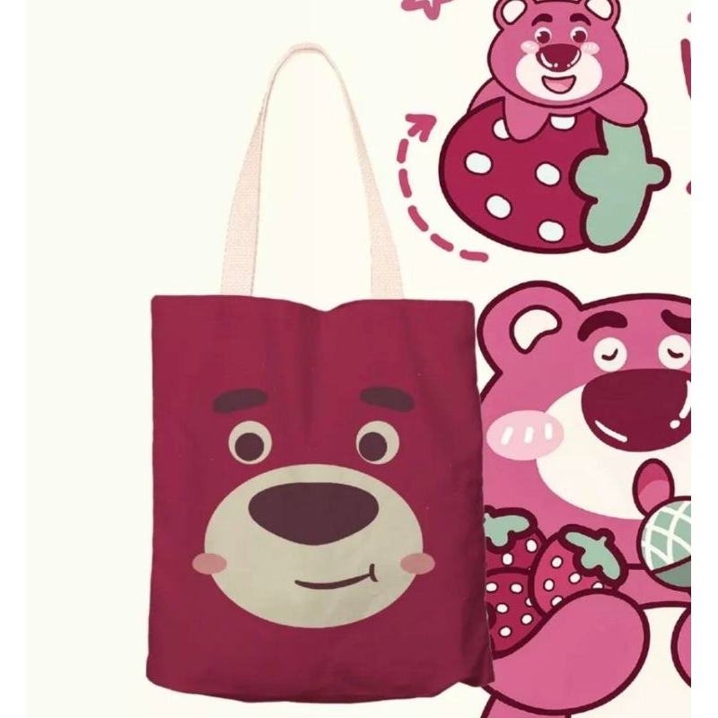 Cartoon Canvas Tote Bag LOTSO Shoulder Bag with Zipper | Shopee Philippines