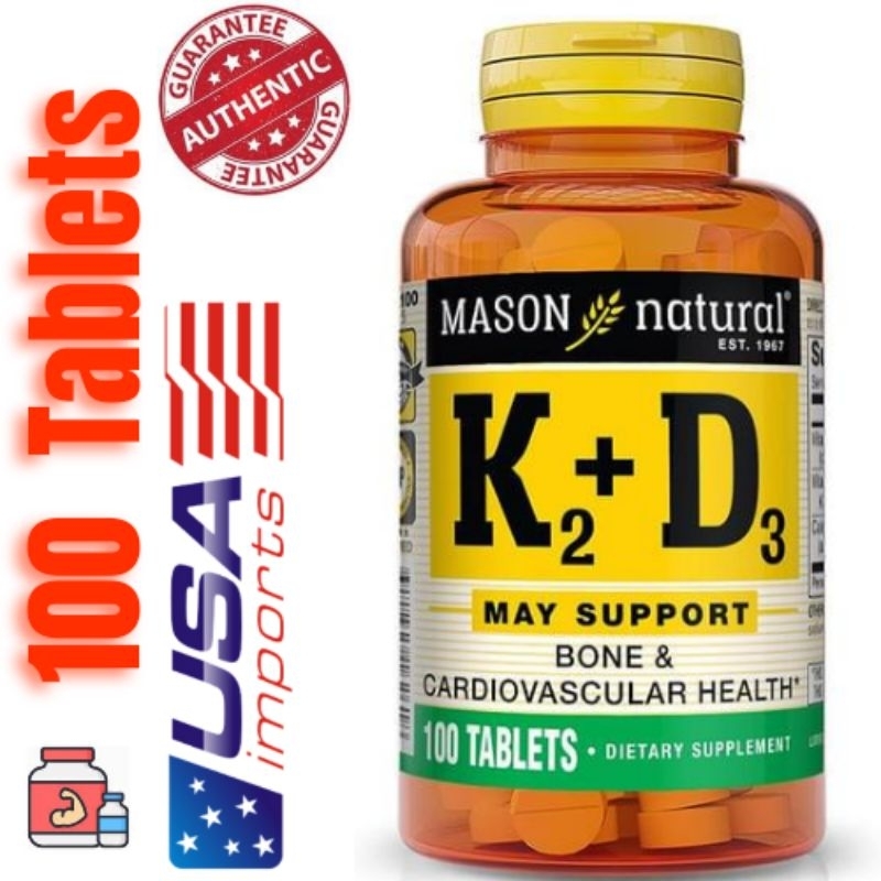 Vitamin K2 Plus Vitamin D3 MASON NATURAL Vitamin K2 100 mcg Plus