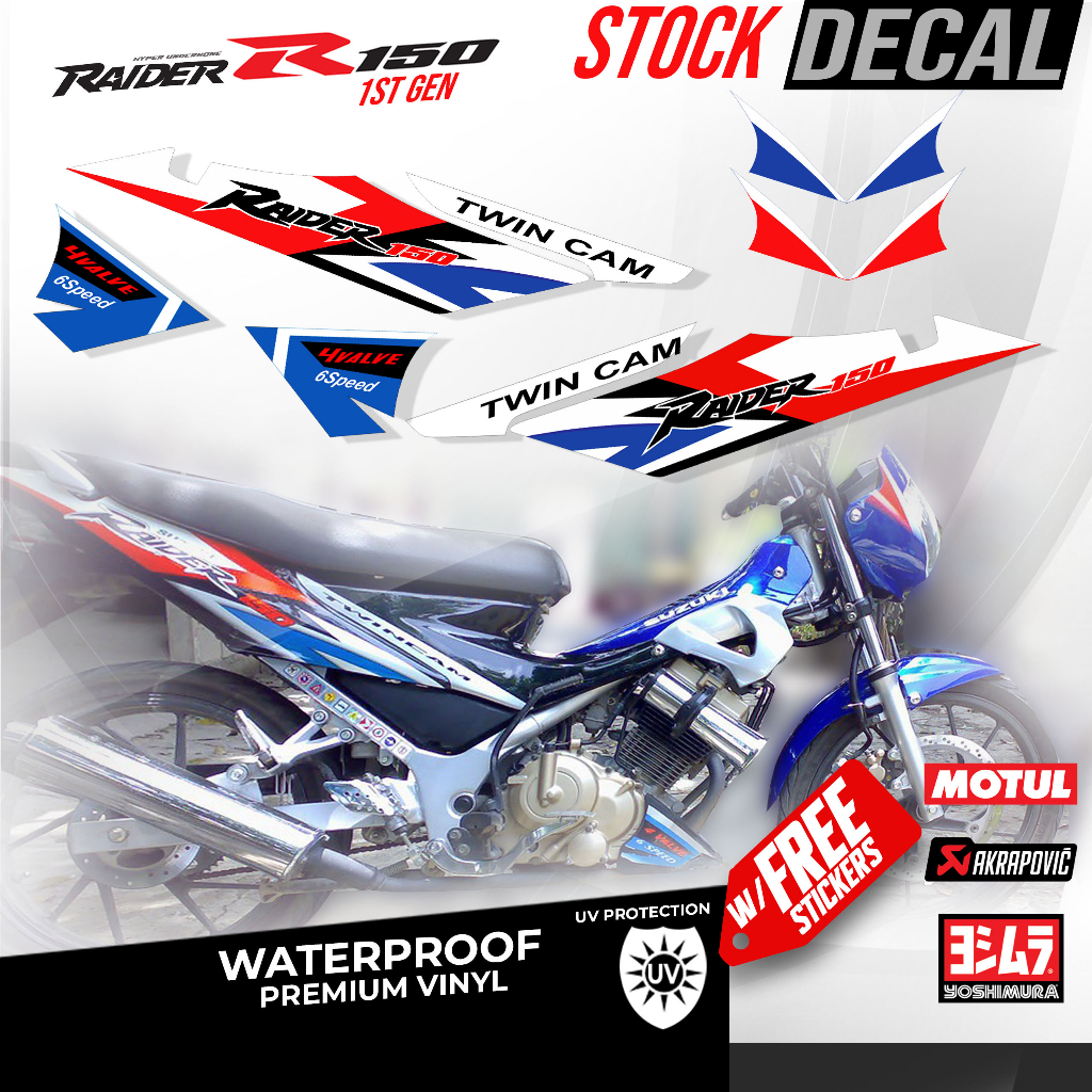 Raider 150 First Gen Decals Waterproof Motorcycle Sticker, Stock